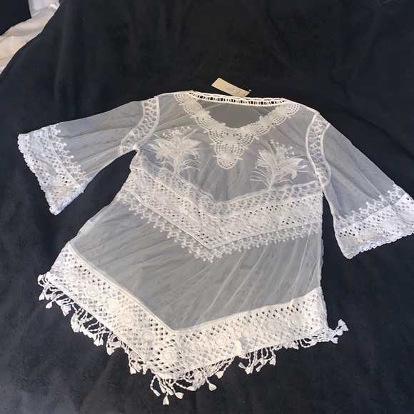 Sheer bathing cover up, color white, and size small - Picture 3 of 3